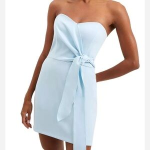 Elegant Strapless Light Blue Dress